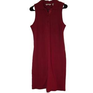VNTG Eddie Bauer Red Sleeveless Polo Sweater Dress Size Petite M (10)